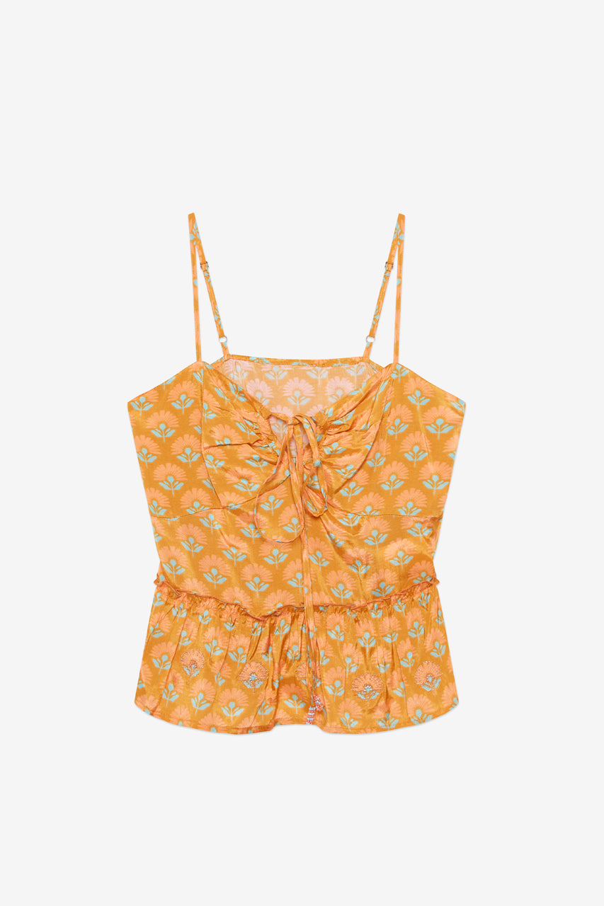 TOP HALTER ESTAMPADO BORDADO - OCRE