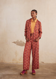 PRINTED LONG-SLEEVED FLUID BLAZER - MAGENTA
