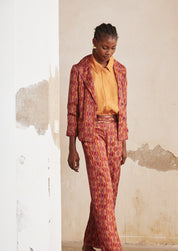 PRINTED LONG-SLEEVED FLUID BLAZER - MAGENTA