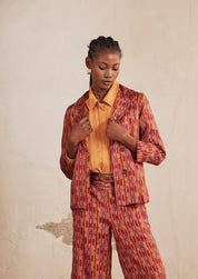 PRINTED LONG-SLEEVED FLUID BLAZER - MAGENTA