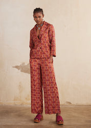 PRINTED LONG-SLEEVED FLUID BLAZER - MAGENTA
