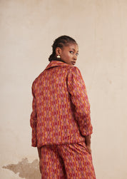 PRINTED LONG-SLEEVED FLUID BLAZER - MAGENTA