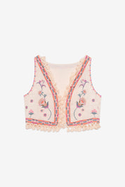 EMBROIDERED FLORAL VEST - PINK
