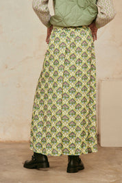 FALDA LARGA ESTAMPADA CON BORDADO - GREEN