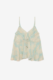 EMBROIDERED PRINTED STRAPPY TOP - TURQUOISE
