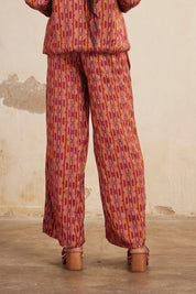 PRINTED FLUID STRAIGHT PANTS - MAGENTA