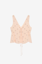 TOP DE TIRANTES LISO CON BORDADO - CRUDO