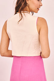 CHALECO BORDADO MULTICOLOR - ROSA