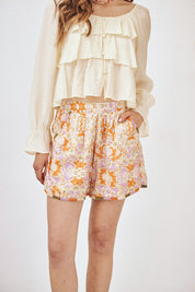 SHORT FLUIDO ESTAMPADO BORDADO - ROSA