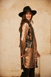 SHORT EMBROIDERED VEST - BLACK