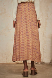 FALDA MIDI CRUZADA ESTAMPADA - CAMEL