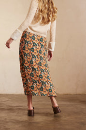 Long Printed Skirt - Brick