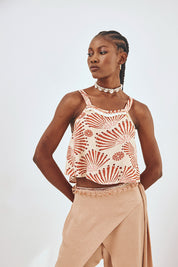 TOP CORTO ESTAMPADO TIRANTES - CORAL