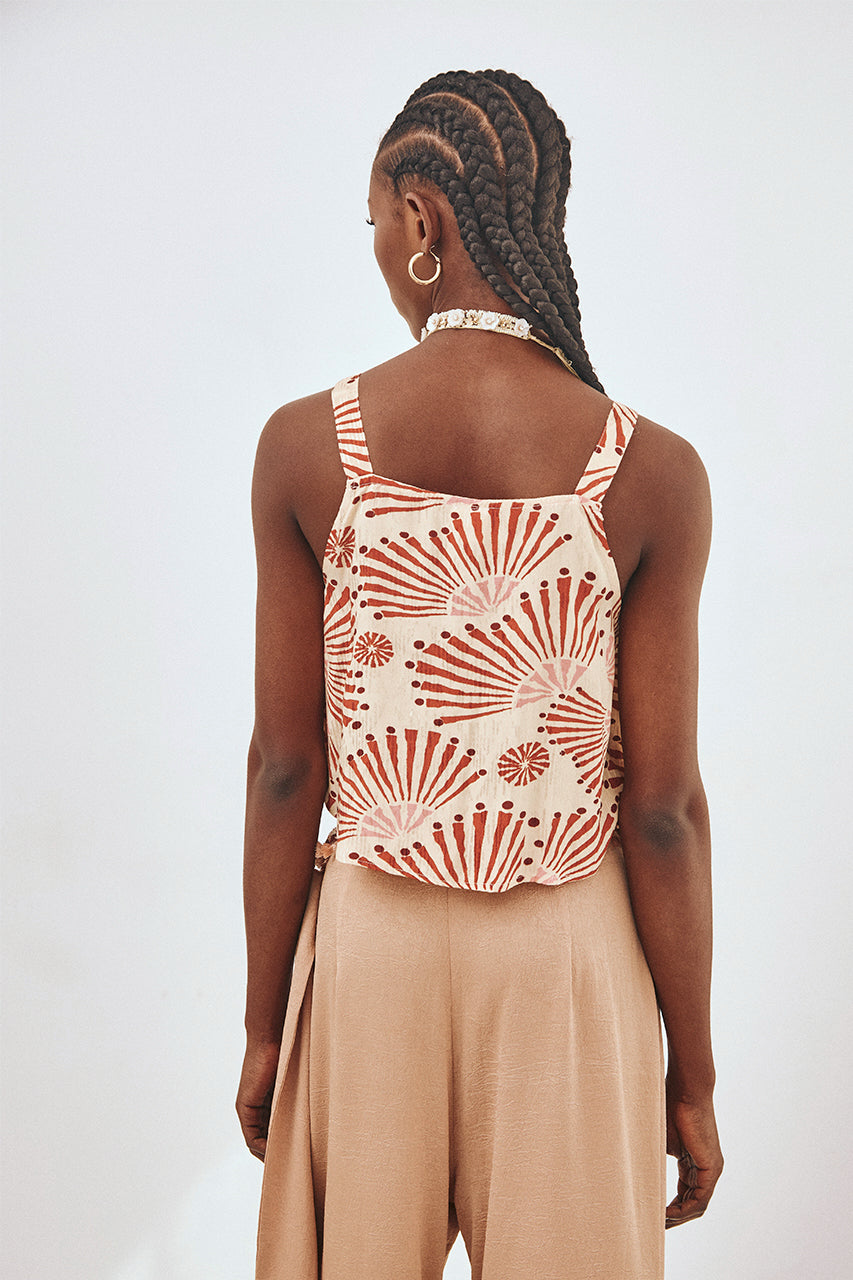 TOP CORTO ESTAMPADO TIRANTES - CORAL