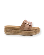 SANDALIAS PLATAFORMA HEBILLA JOYA - CAMEL