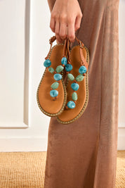 SANDALIAS ESCLAVA PIEDRAS BICOLOR - AZUL