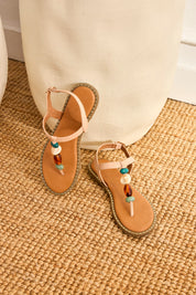 SANDALIAS ESCLAVA PIEDRAS MULTICOLOR - CRUDO