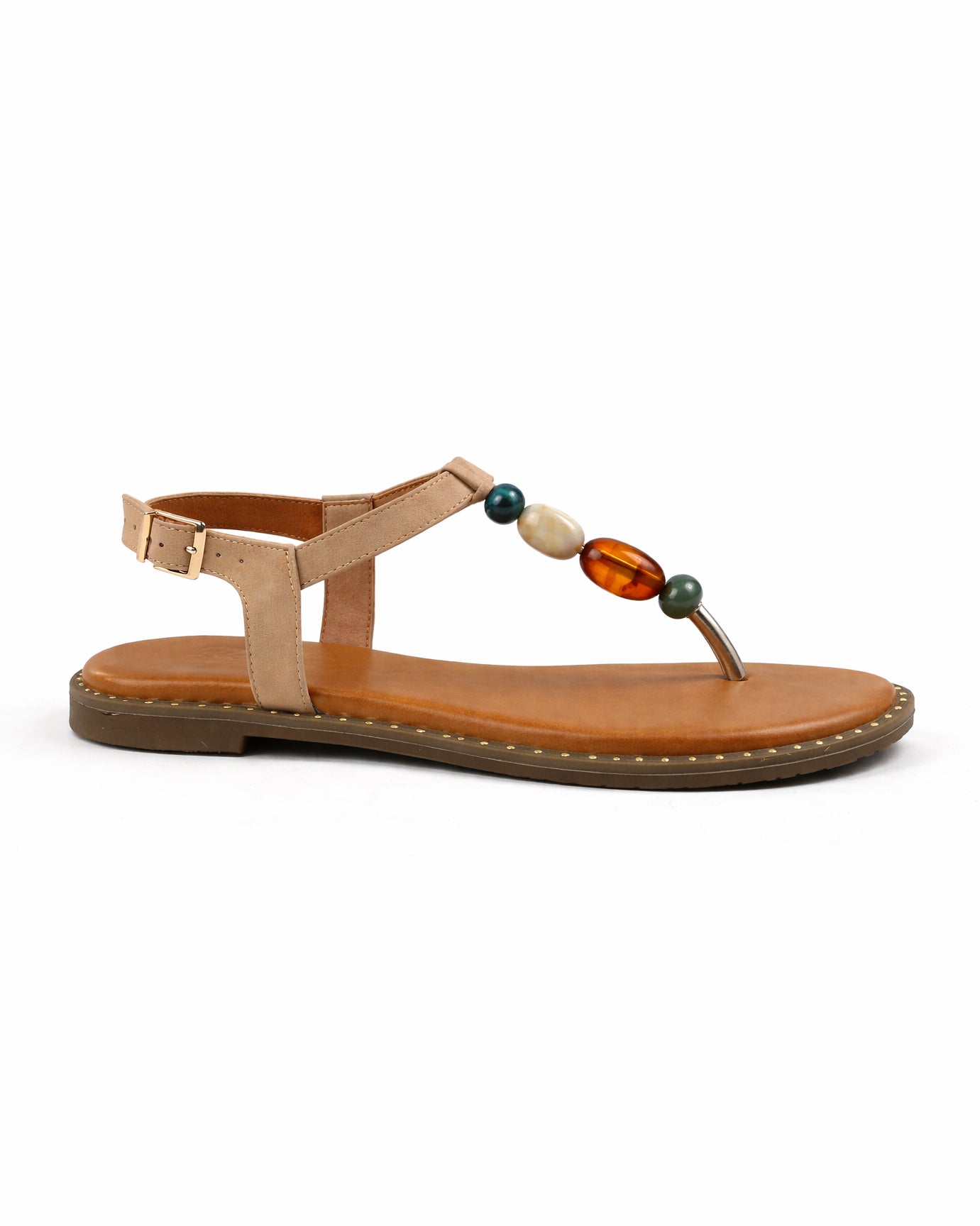 SANDALIAS ESCLAVA PIEDRAS MULTICOLOR - CRUDO