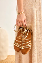 SANDALIAS TIRAS METALIZADAS - DORADO