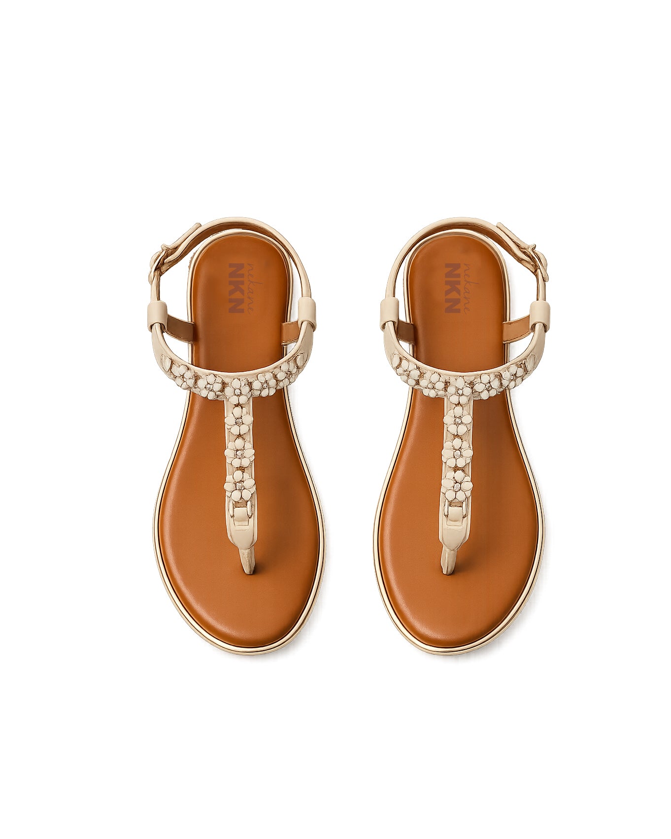 SANDALIAS ESCLAVA FLORES - CRUDO