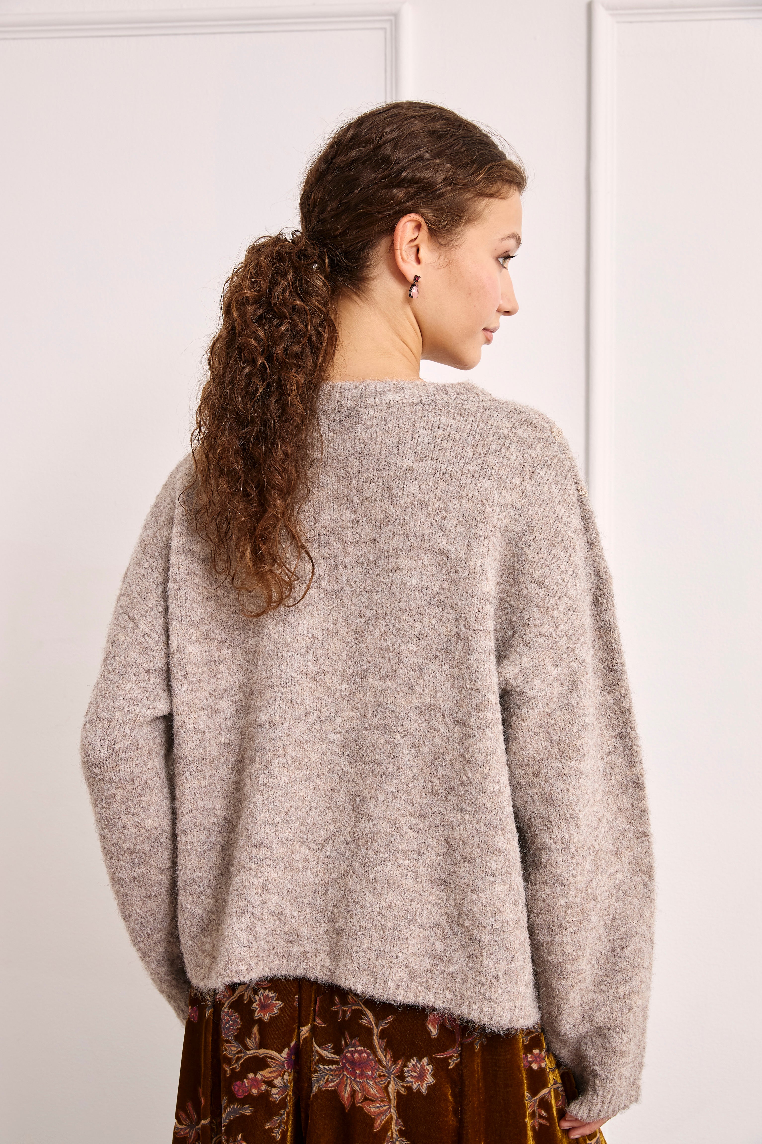EMBOSSED DETAIL JERSEY - GREY