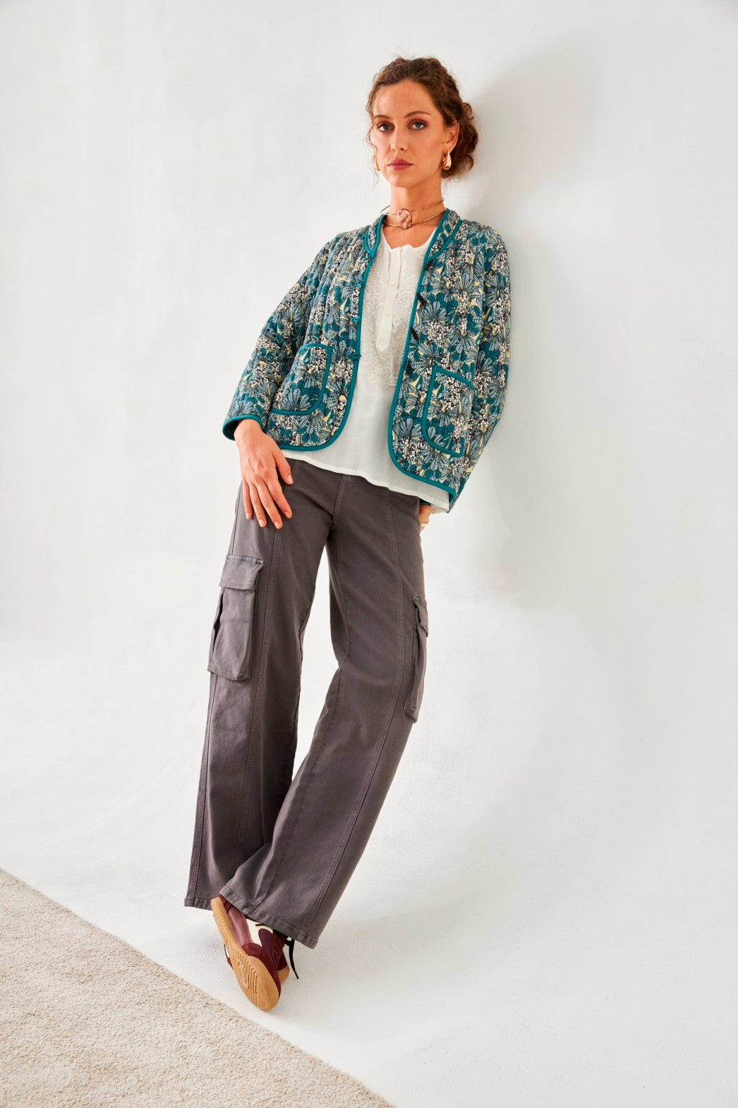 CHAQUETA ACOLCHADA ESTAMPADO BOTÁNICO - BLUE