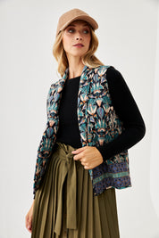CHALECO ACOLCHADO ESTAMPADO NATURE - BLUE