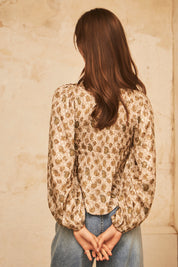 BLUSA MANGA LARGA ESTAMPADA C/  NIDO DE ABEJA - GREEN