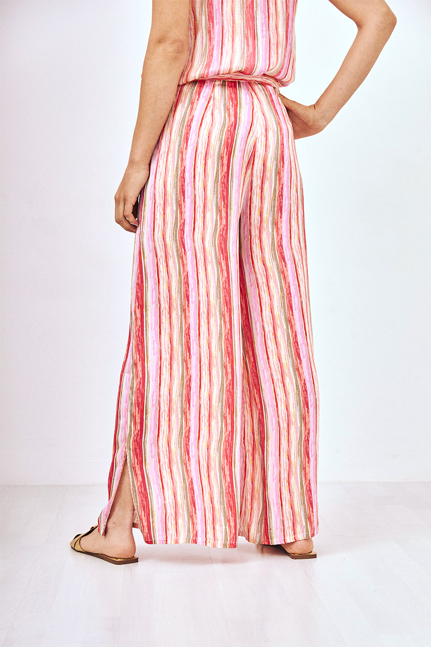PANTALÓN FLUIDO ESTAMPADO BORDADO - CORAL
