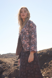 CHAQUETA ACOLCHADA HOJAS - TAUPE