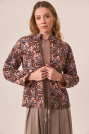 CHAQUETA ACOLCHADA HOJAS - TAUPE