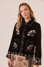 CHAQUETA EN TERCIOPELO BORDADO - BLACK