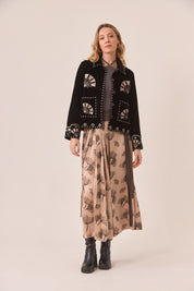 CHAQUETA EN TERCIOPELO BORDADO - BLACK