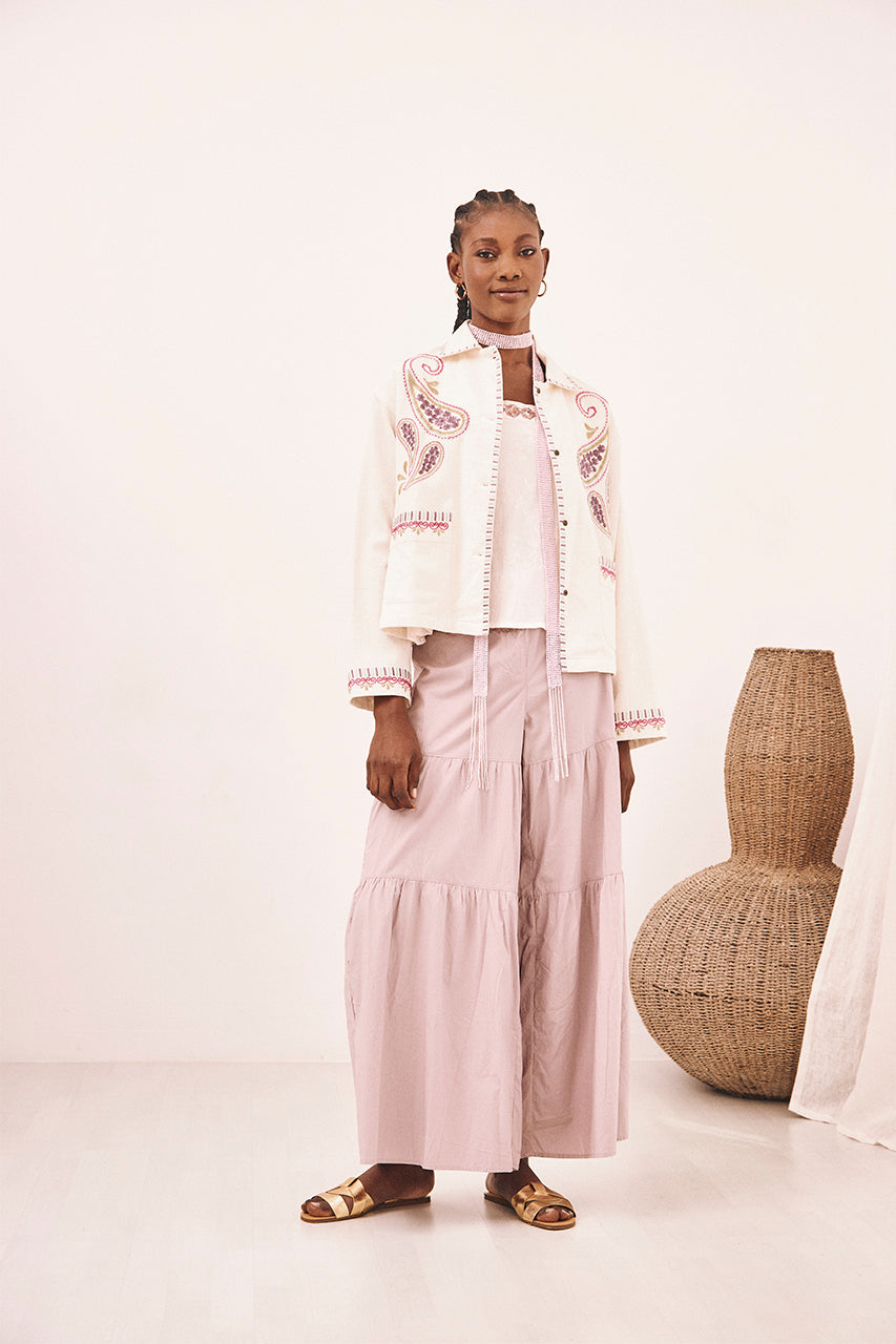 EMBROIDERED PAISLEY JACKET - WHITE