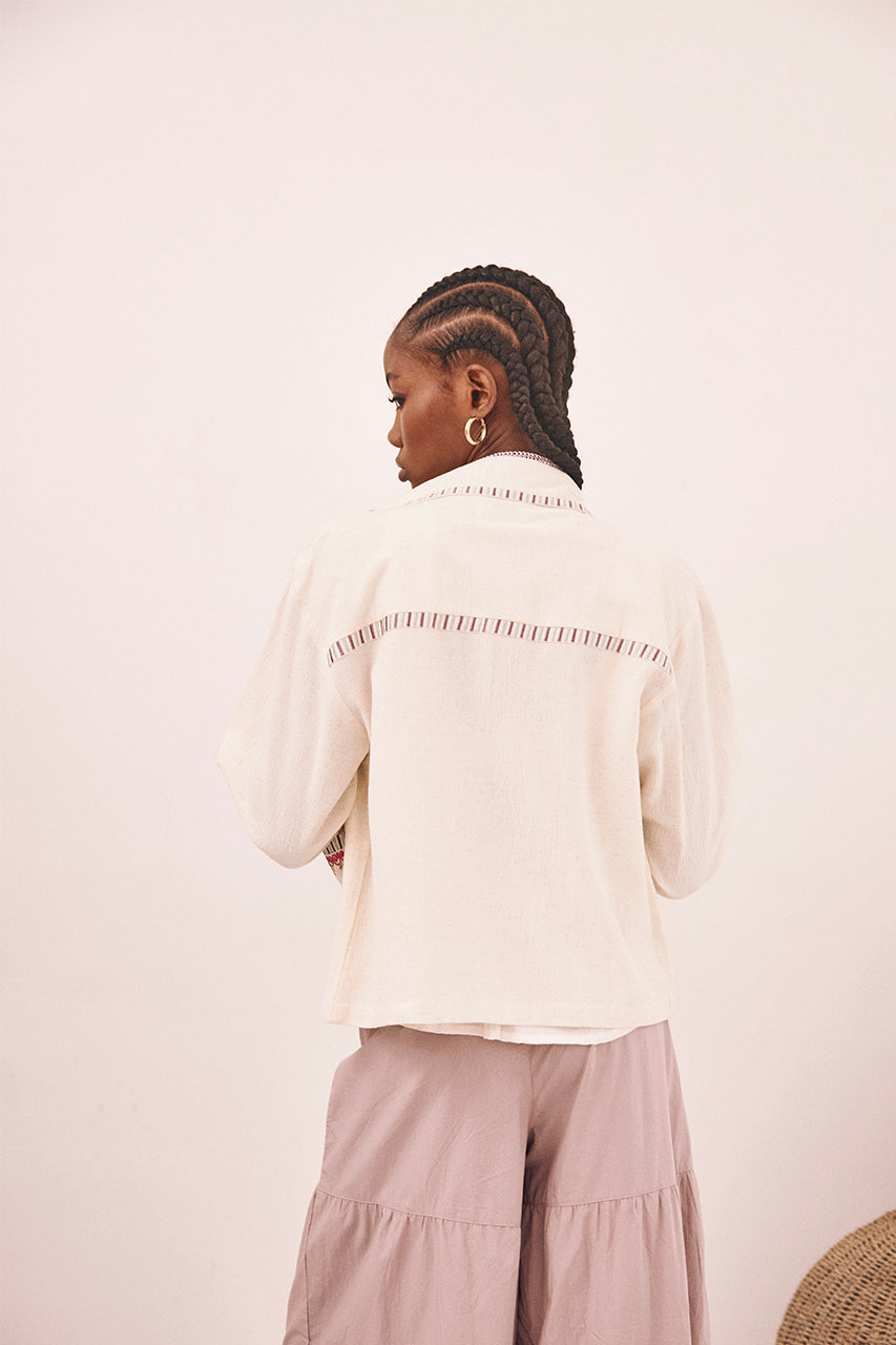 EMBROIDERED PAISLEY JACKET - WHITE