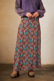 FALDA MIDI ESTAMPADA - WINE