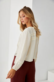 BLUSA TEXTURA BORDADOS PAISLEY - IVORY