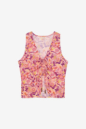 PRINTED TOP WITH CENTRAL RUCHING - PINK