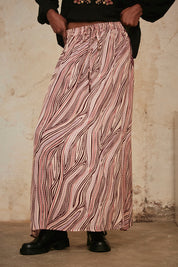 Long printed skirt with embroidery - Wine