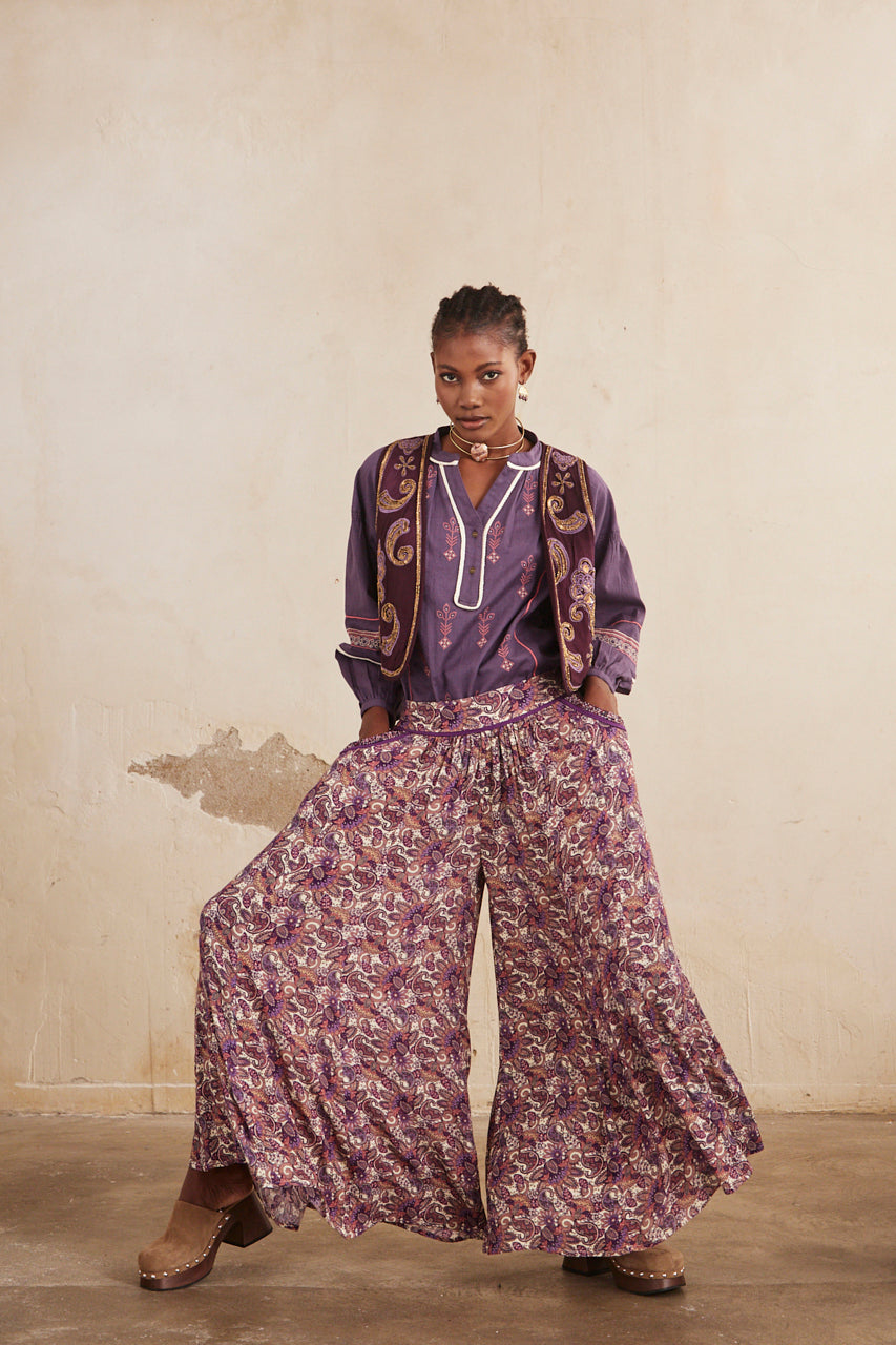 PRINTED PALAZZO PANTS - PURPLE