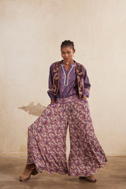 PRINTED PALAZZO PANTS - PURPLE