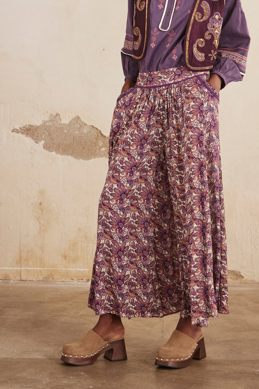 PRINTED PALAZZO PANTS - PURPLE