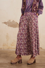 PRINTED PALAZZO PANTS - PURPLE