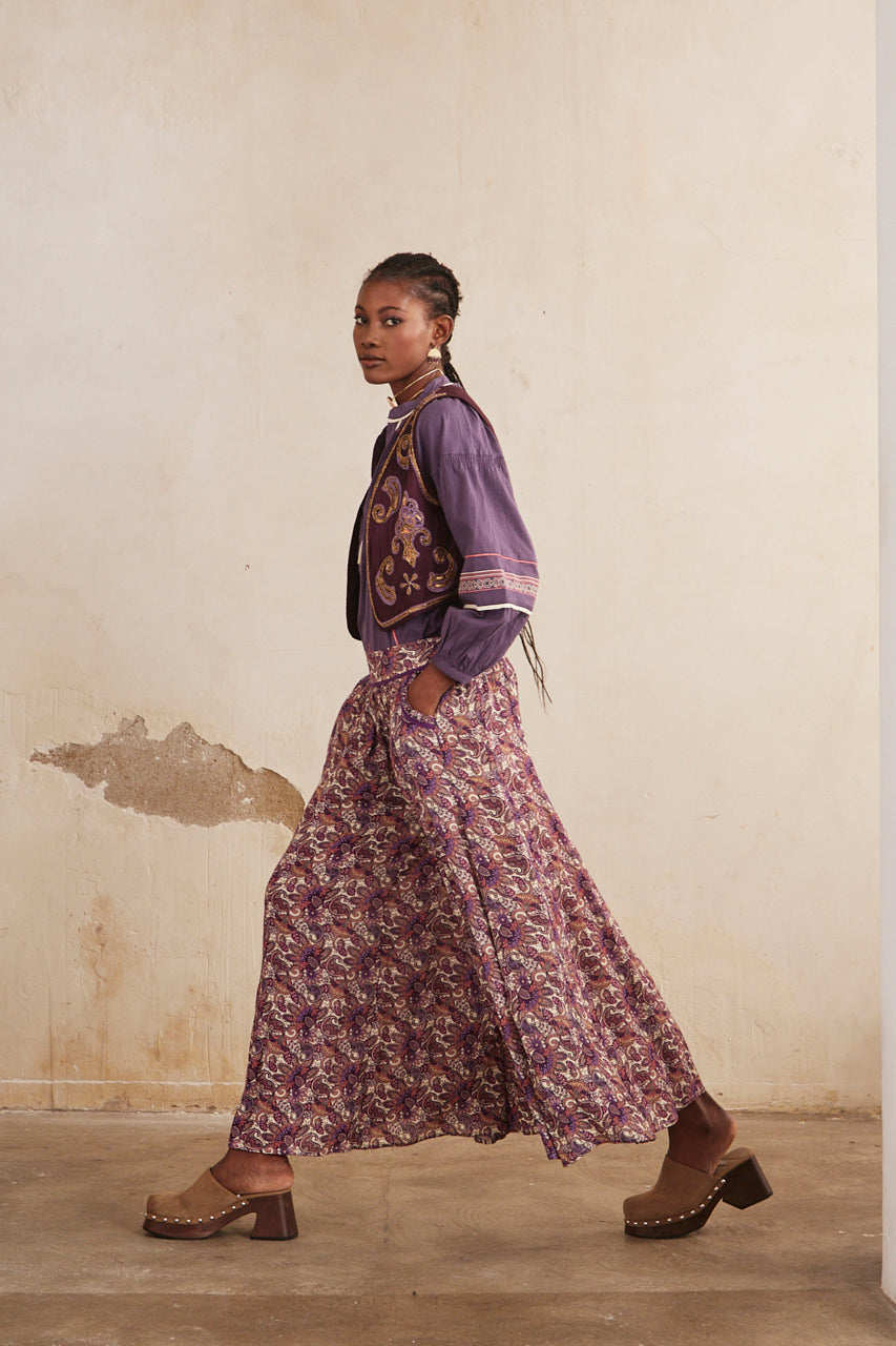 PRINTED PALAZZO PANTS - PURPLE