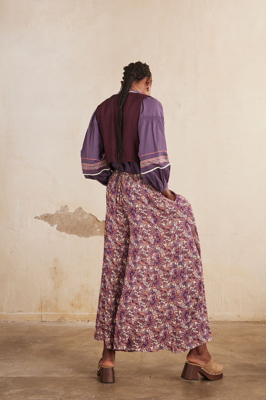 PRINTED PALAZZO PANTS - PURPLE