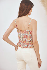 TOP ESTAMPADO BOTONES Y BLONDAS - CORAL