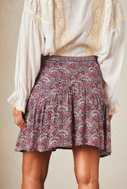 FALDA CORTA ESTAMPADA C/BORDADO - PURPLE