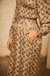 Straight-leg fluid trousers with embroidery - Khaki