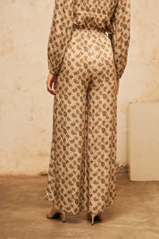 Straight-leg fluid trousers with embroidery - Khaki
