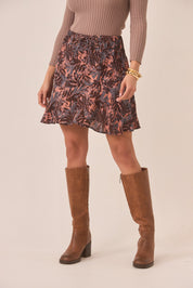 FALDA CORTA SOMBRA HOJAS - PINK